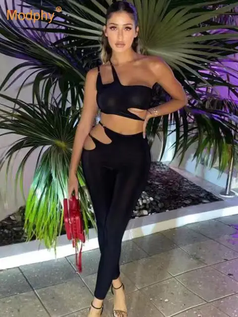 Two Piece Set Women Sexy Hollow Out 