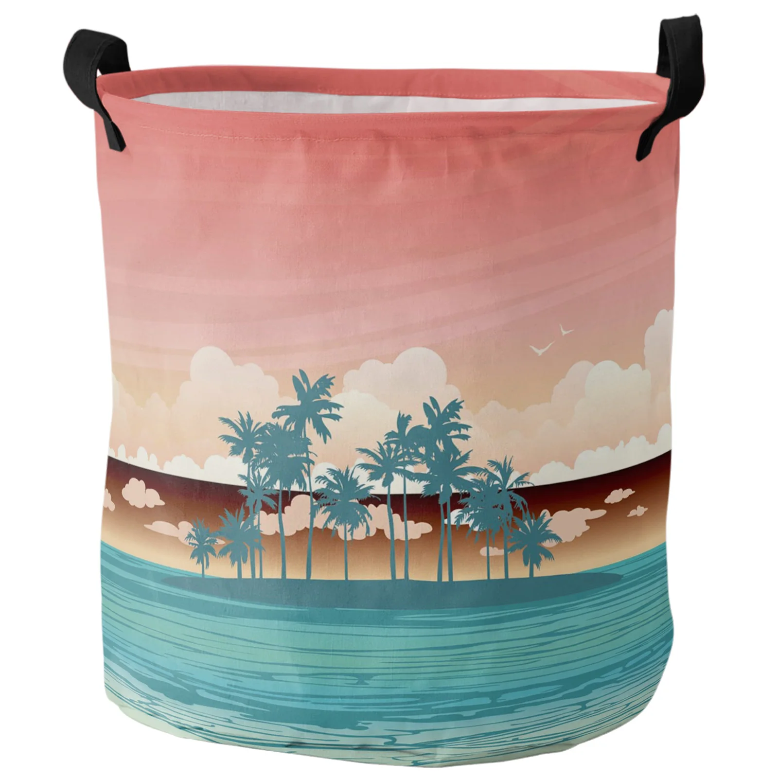 

Кокосовая зеленая корзина для белья С закатом, корзина для хранения игрушек, складная фотокорзина для грязной одежды, корзины для организац...
