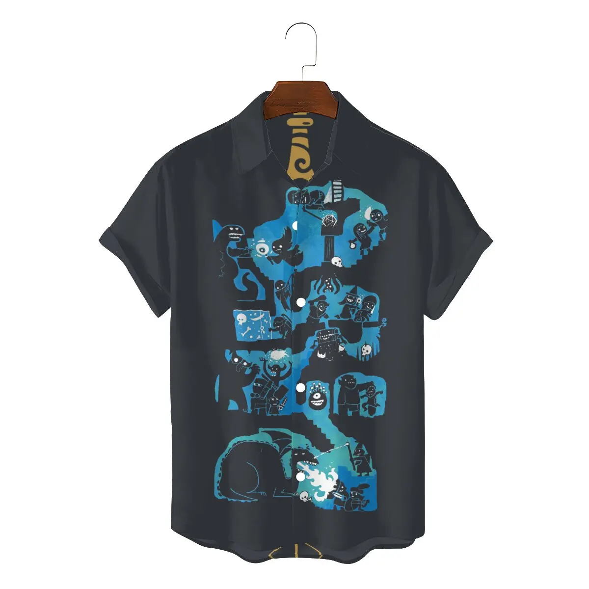 

DnD Game Creative Hawaii Shirt for Men Crawlers Square Neck 3D Shirt Distinctive Birthday Gifts Tops