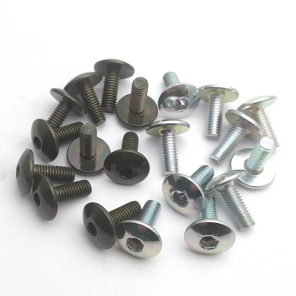 

100pcs M6 Allen Bolt Big Flat Round Head Inner Hexagon Screw Bolt 6mm M6X16 for Motorcycle Scooter ATV Moped Plastic Cover