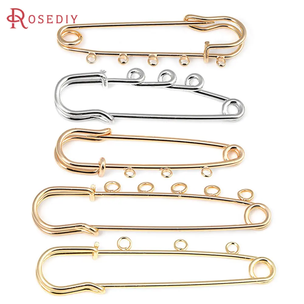 

6PCS 18K Gold Color Iron Brooch Base Brooch Pins 3 Hanging hole High Quality Diy Jewelry Making Accessories for Women