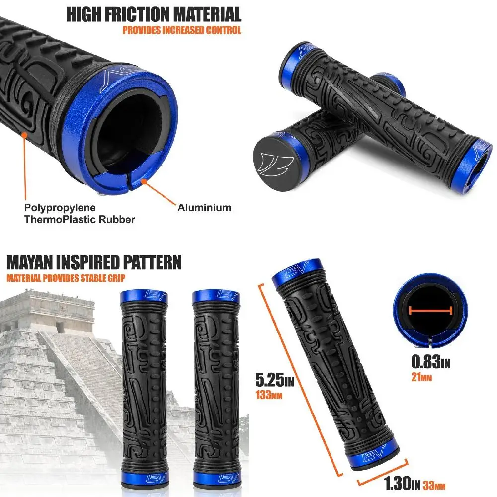

Cool Blue Anti-Slip Double-Lock Handlebar Grips for MTB, BMX, Mountain, Downhill & Folding Bike - Improved Safety, Comfort & Con