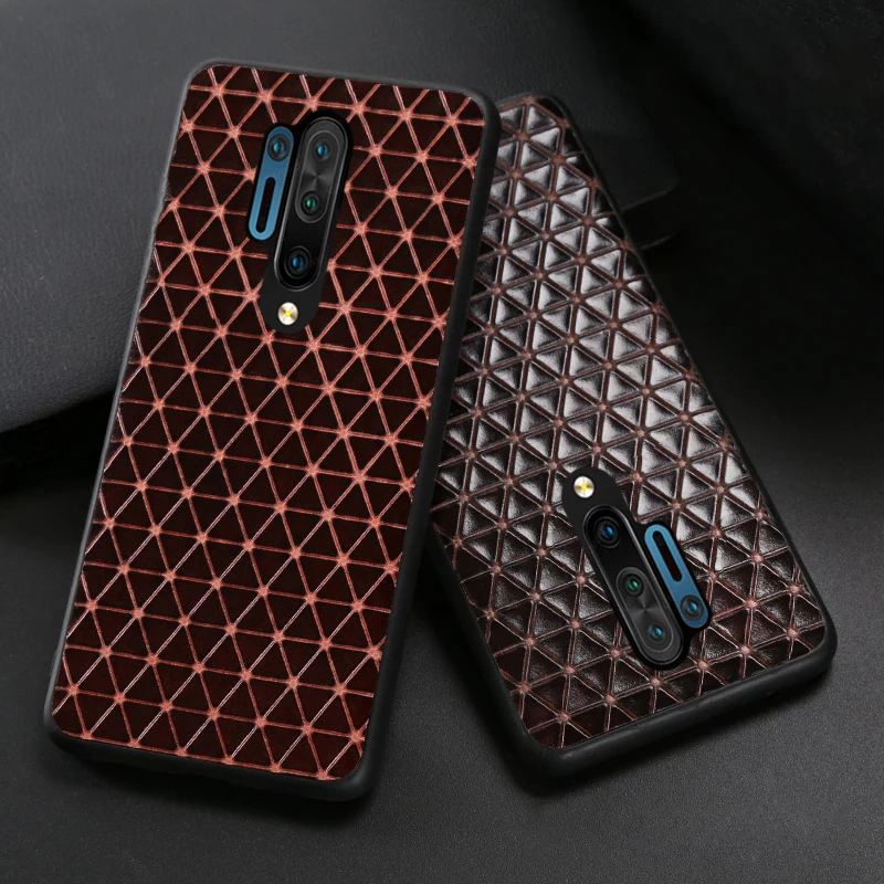 

Luxury Genuine Leather Case For OnePlus 3 3T 5 5T 6 6T 7 7T 8 8T 9 9T 10 Pro Nord N10 N100 N20 N200 Cases Grid Pattern Cover