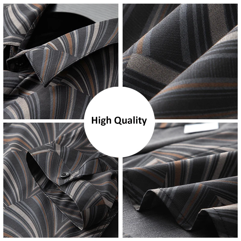 Summer Shirt Men Causal Shirts Luxurious Shirt Male Summer Short Sleeve Blouse Slim Fit Business Tops Fashion Pattern