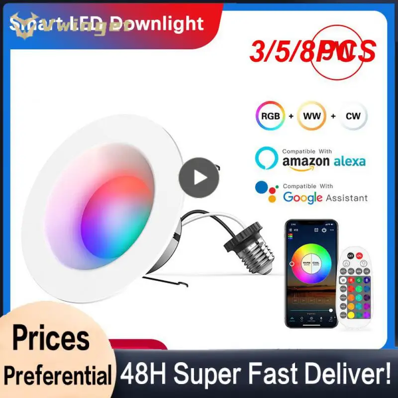

3/5/8PCS 9w Mesh Smart Downlight Time Switch Wireless Spotlight Light Dimmable Rgb Smart Home Wireless Led Downlight