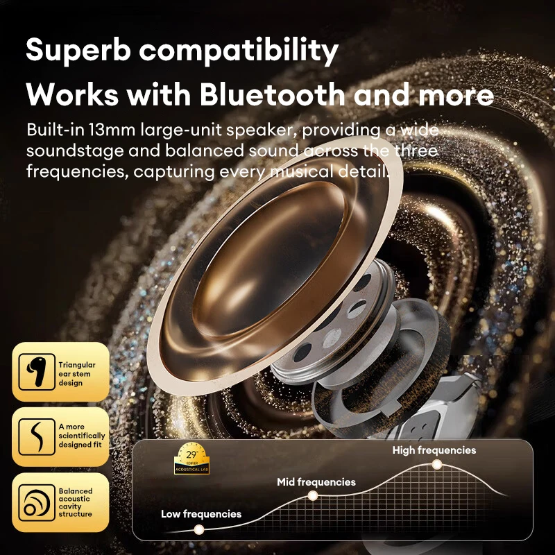 Фото Lenovo LES-102 Беспроводные Bluetooth-наушники с зажимом для ушей, наушники с открытыми ушами, легкие 0,06 с, музыкальная гарнитура с низкой задержкой, водонепроницаемая №4