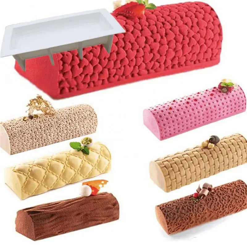 

Hot Sale Dessert Main Model Christmas Main Body Musse Cake Silicone Mold Chocolate Swiss Roll Wood Grain Mousse Texture Mat