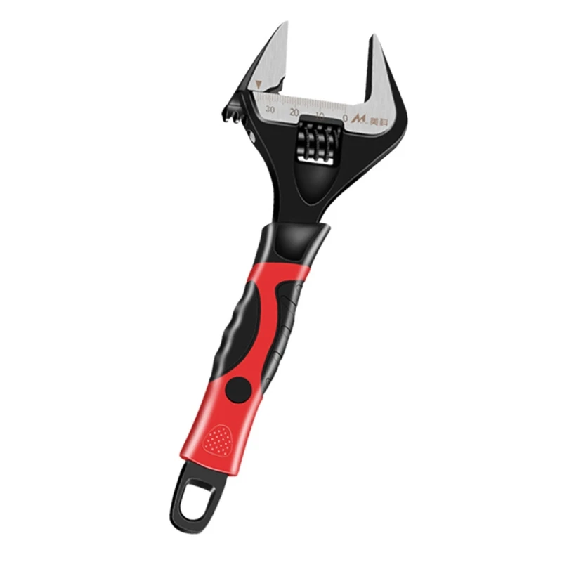 

Short Handle Adjustable Wrench Large Opening Spanner with Precise Scale for Kitchen Bathroom Water Pipe Auto Repairing