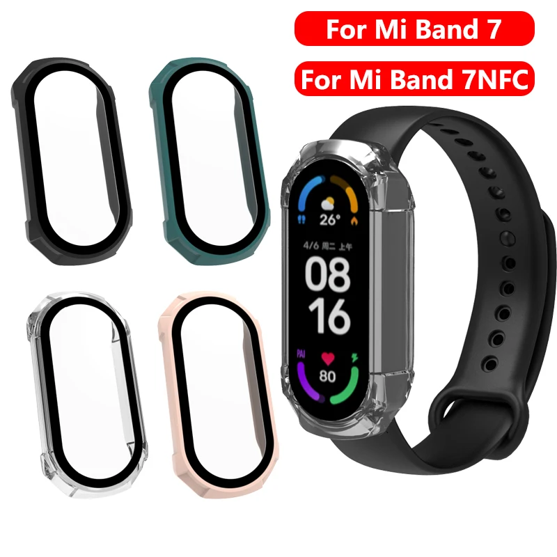 

2 in 1 Case+Glass For Xiaomi Mi Band 7 Full Cover Screen Protector Smartwatch Anti-drop Protective Cover Film For Miband 7NFC