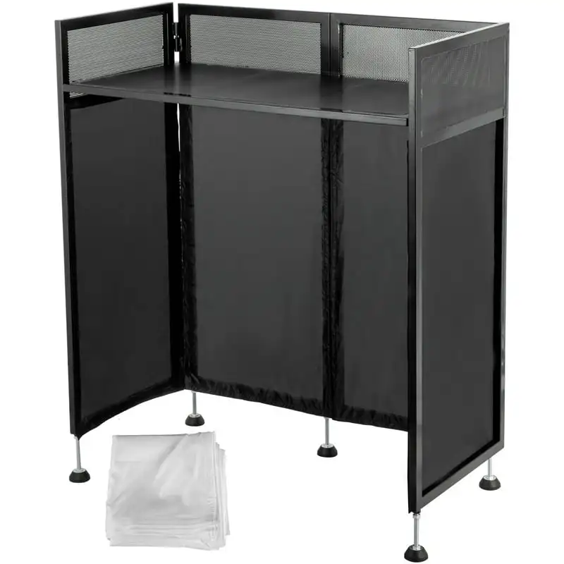

DJ Facade 20"x40x"45", DJ Event Booth Flat Table Top w/ White & Scrim