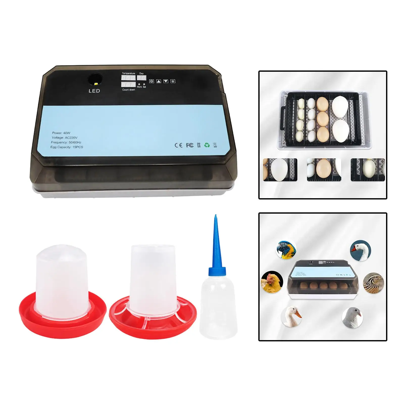 

15 Eggs Incubator Automatic Temperature Control with Light Chick Incubator Hatcher Machine for Hatching Chicks Peacock Quail