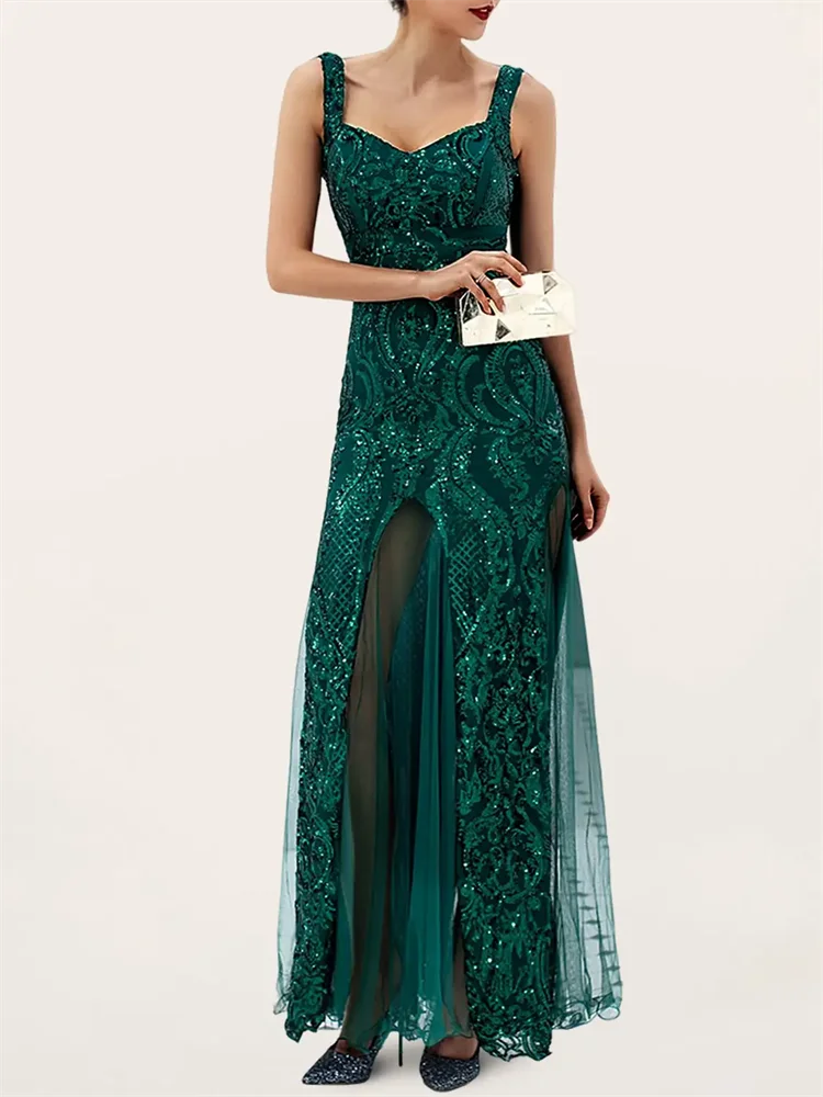 

A-Line Elegant Ladies Long Evening Dress Sweetheart Floor Length Sleeveless Patch Print Irregular Pattern Tulle Prom Dress