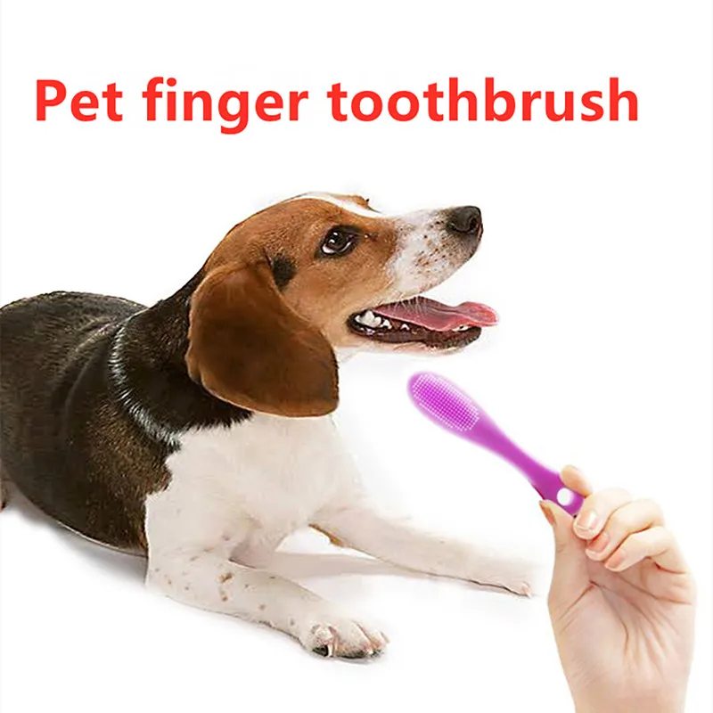 

Pet Finger Tooth Brush Silicone Soft Fur Dog Supplies No Gum Damage Tartar Removal with Handle 104*22*16mm Cute Expression 2022