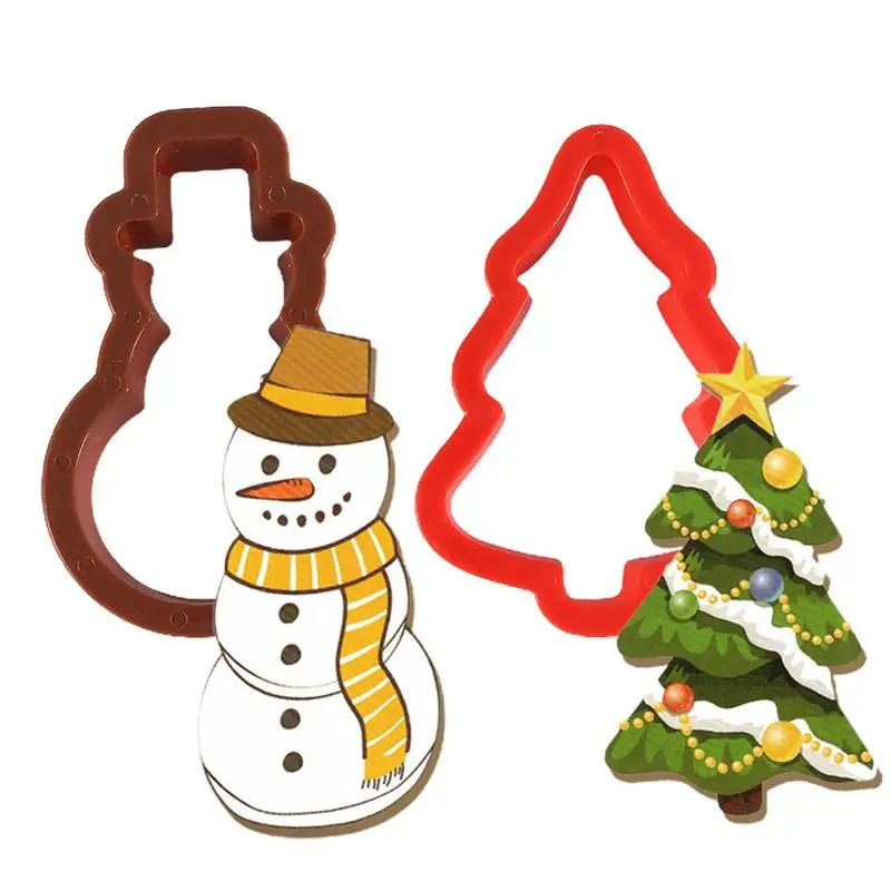 

Christmas Cookie Mould Snowman Christmas Tree Cookie Biscuit Cutters Stamps for Christmas Party DIY Baking Supplies