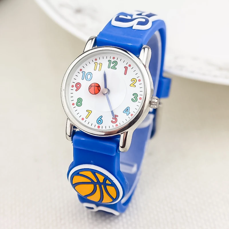 

fashion children 3DRugby and Basketball dial silicone strap watch kids sport jelly watch promotion boys cartoon waterproof watch