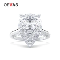 oevas luxury 1014mm water drop 5a zircon wedding rings for women top quality 925 sterling silver colorful birthstone ring bague