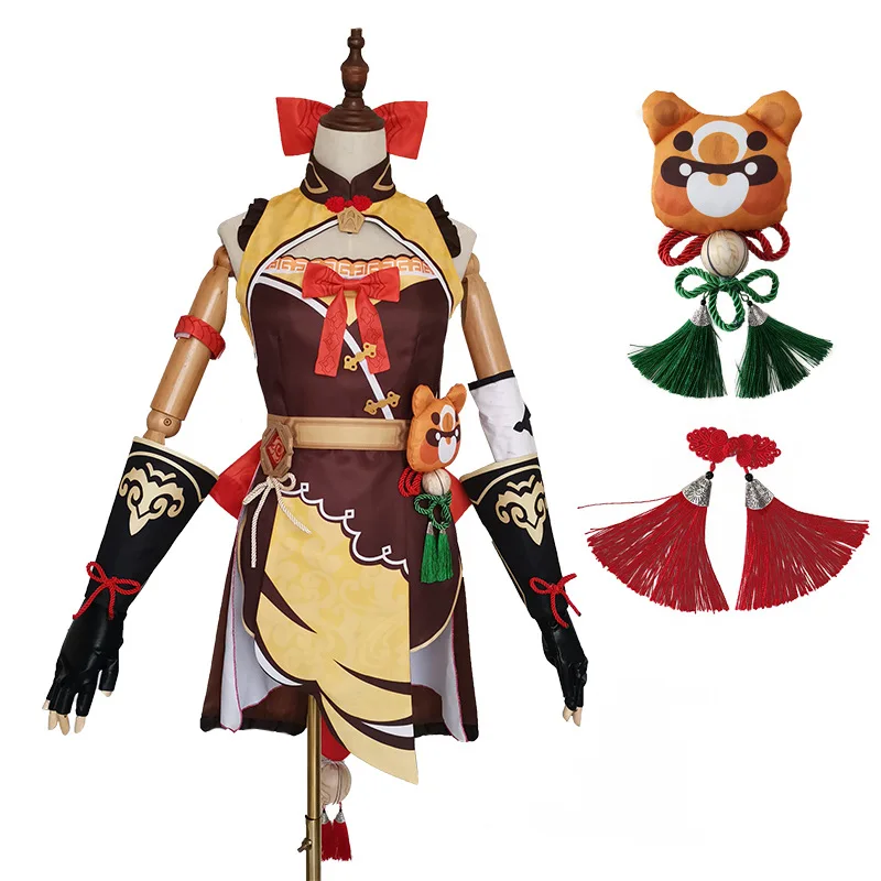 

Xiangling Cosplay Costumes Game Genshin Impact Halloween Party Carnival Dress Sets Girls Women Role Playing
