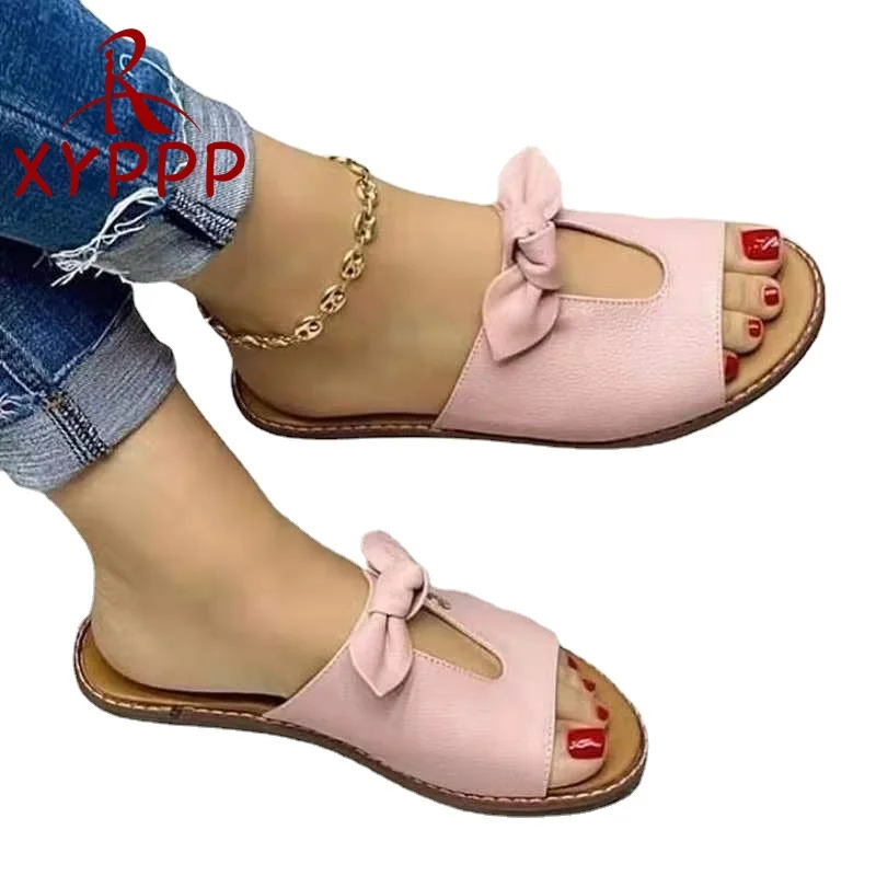 

2022 New Summer Shoes for Women Sandals Leisure Fashion Bow Flat Sandals Ladies Soft Bottom Women's Breathable Beach Sandals