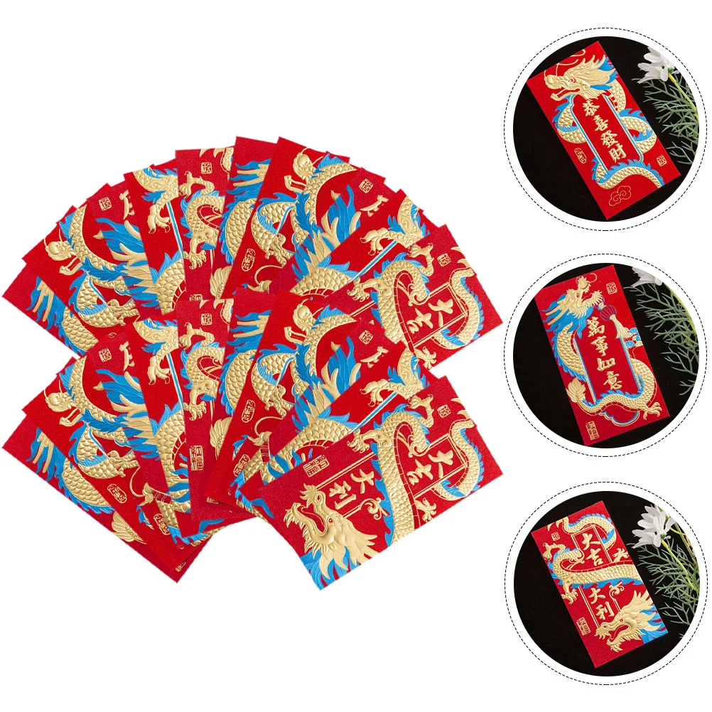 

24 Pcs Purse 2024 Money Bag Red Envelope Pouch Ceremony Packet Cartoon Packets Paper Spring Festival Traditional Pocket