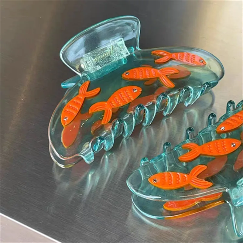 

Muweordy Cute Transparent Goldfish Hair Clips Cartoon Acetate Claw Clip Shark Crab Hair Clip Hair Accessories for Women Girls
