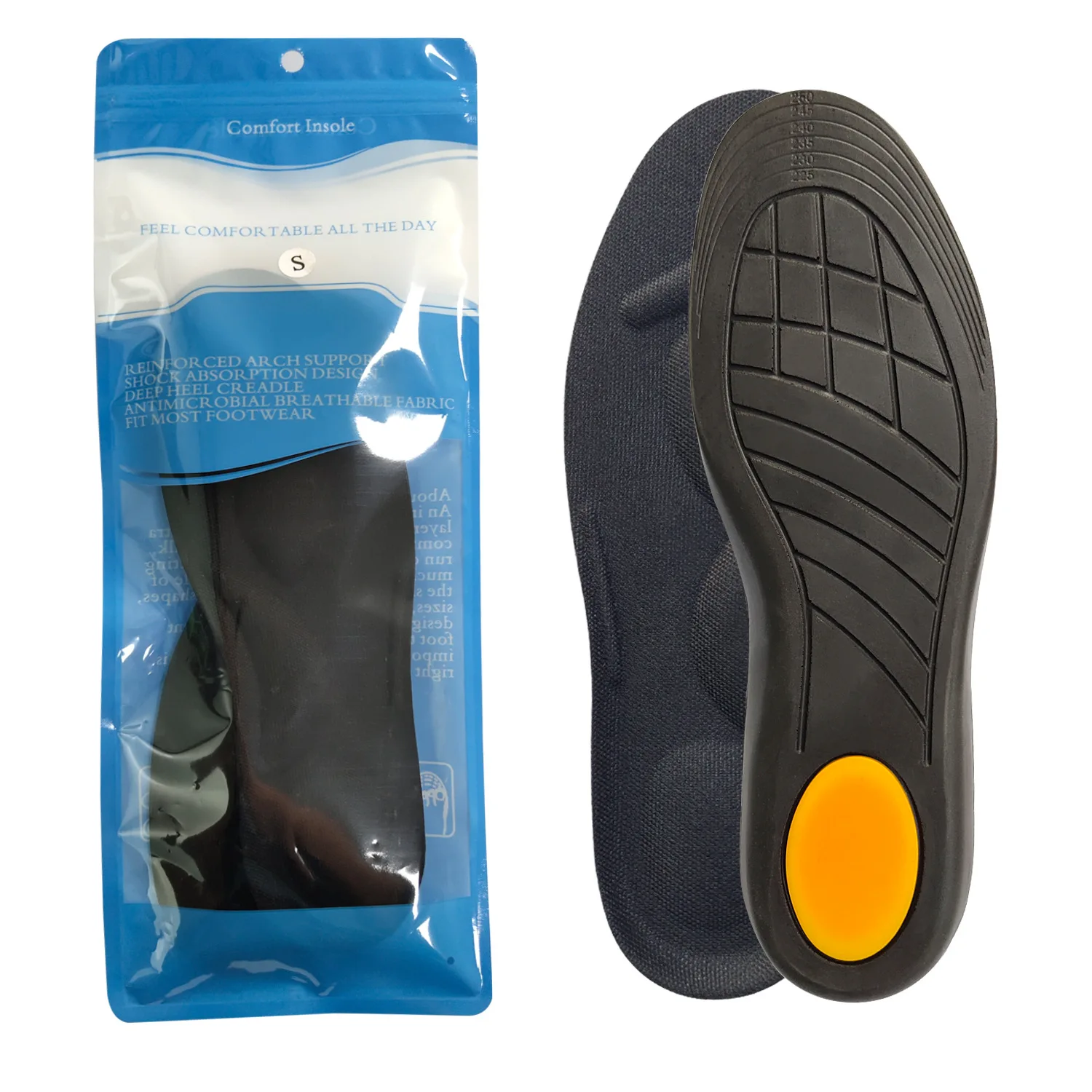 4D Flat Foot Arch Support Sport Insole For Shoes Men Women Comfortable Shock Absorption Sweat Deodorant Massage Insole Shoe Pad