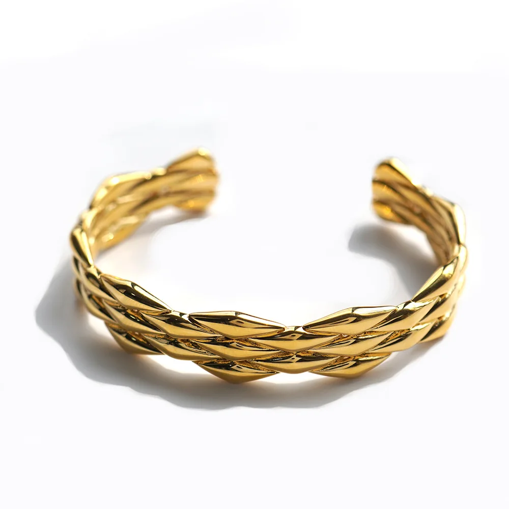 

European and American fashion texture metal open ring bracelet