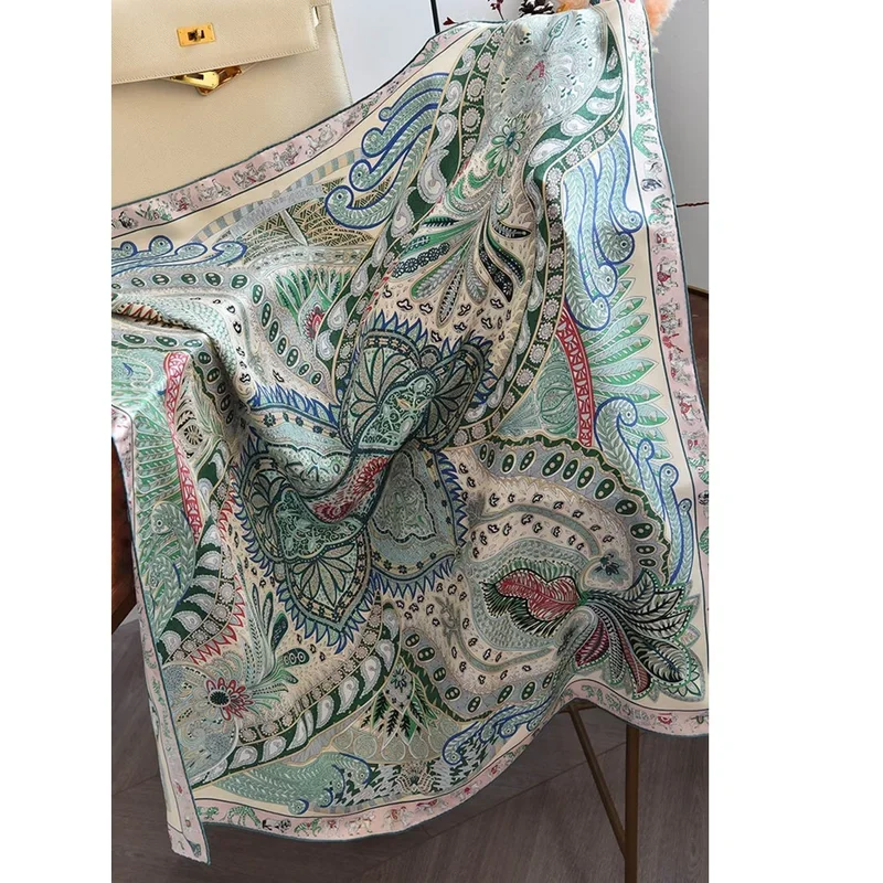 Новый продукт 12 атласный шарф Muchin Satis 110x110 см из натурального шелка шелковая шаль