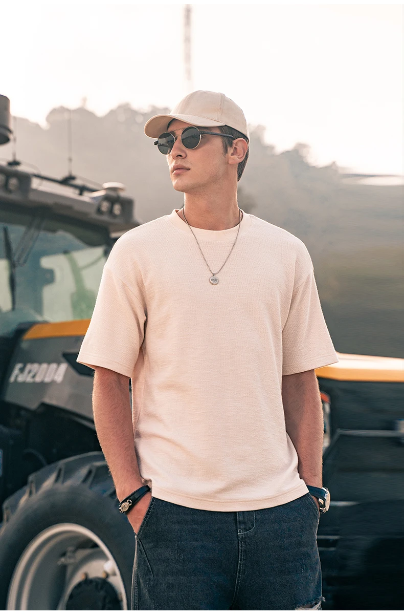 

Y1724 summer new Hong Kong style loose shoulders solid color short-sleeved T-shirt