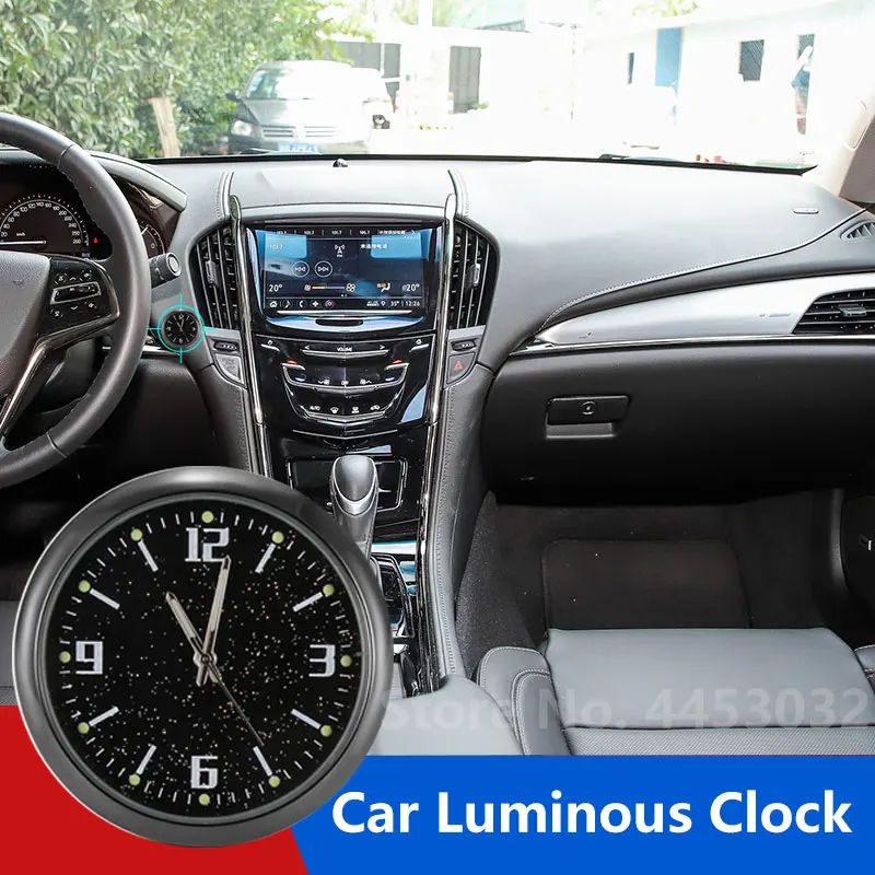 For Cadillac XT5 XTS ATS SRX CT6 Luminous Mini Watch Quartz Universal Car Clock Stick-On Electronic Ornament Accessories