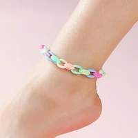 adjustable daily wearing colorful plastic chain anklet for girls summer beach party friend jewellery gift