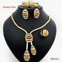 italian gold color jewelry for women necklace earrings set large pendant wedding banquet party accessories