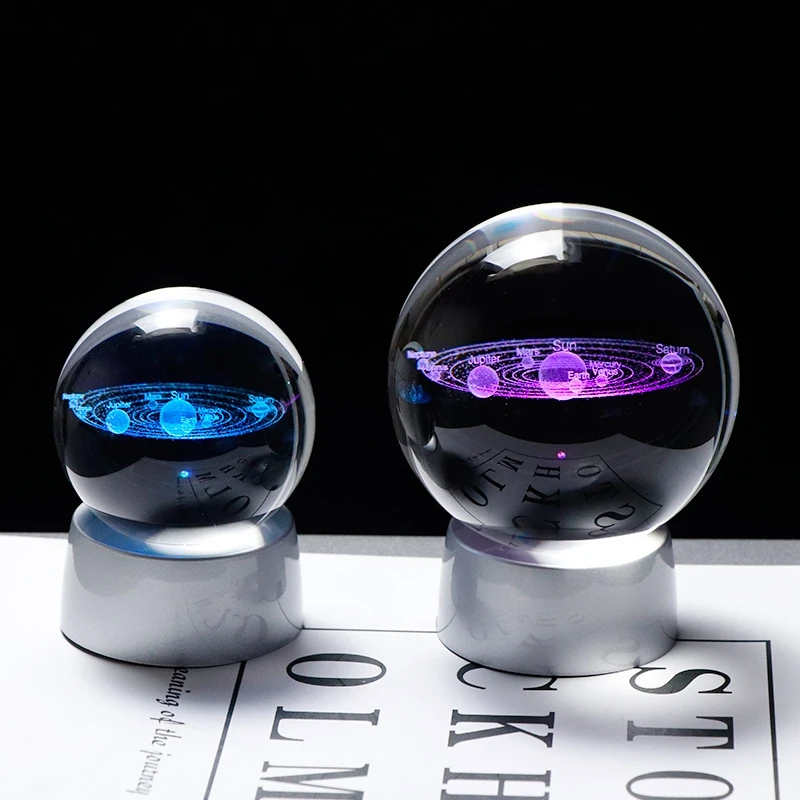 

Crystal Ball Planet 3D Solar System Model Global Glass With Led Base Home Decoration Accessories Astronomical Decorative Ball