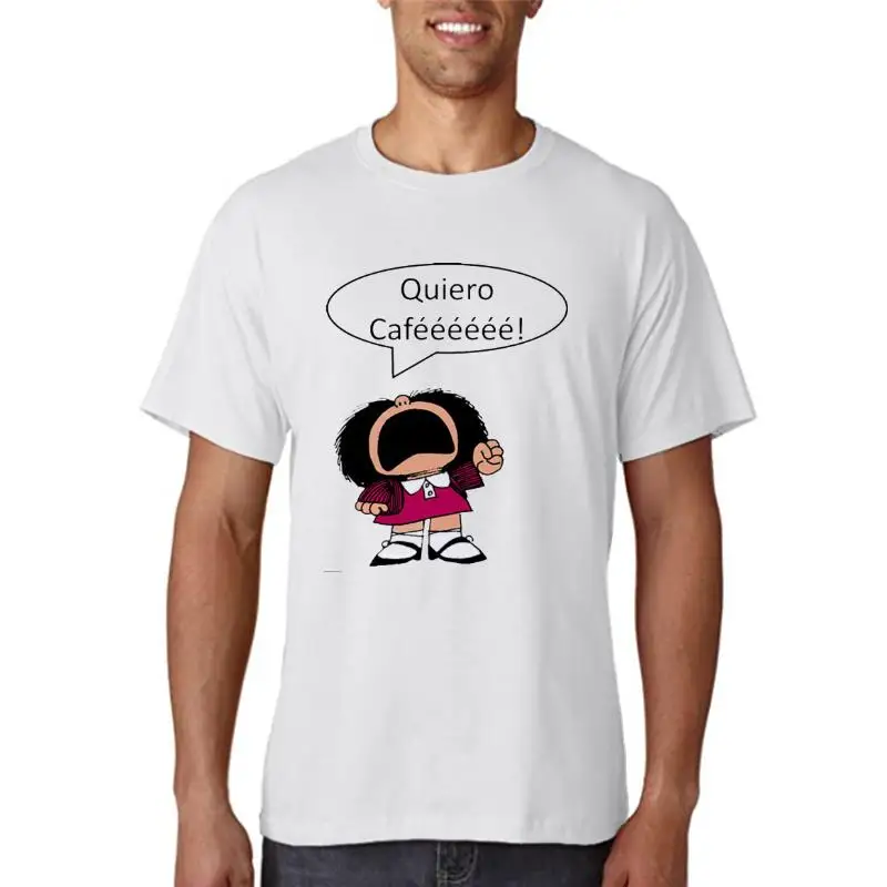 

Футболка Mafalda женская с коротким рукавом, Повседневная Уличная одежда в стиле Харадзюку, белый топ с круглым вырезом, мультяшная рубашка 90-х