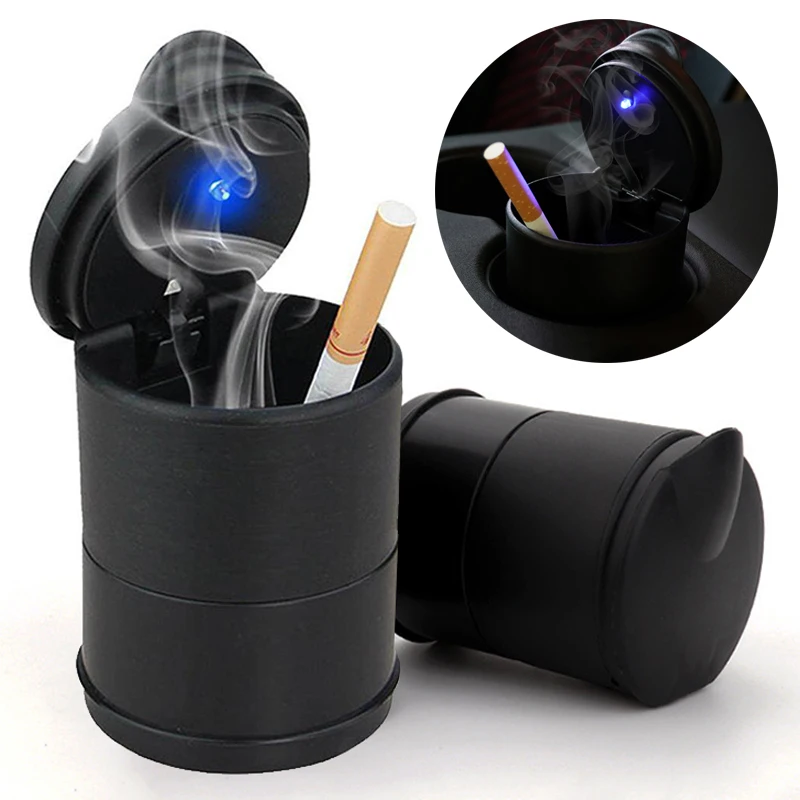

1PCS Portable LED Smoke Car Ashtray Cigarette Ash Holds Cup Automatic Light Indicator Ashtray Car Cup Holder Cigar Ash Tray
