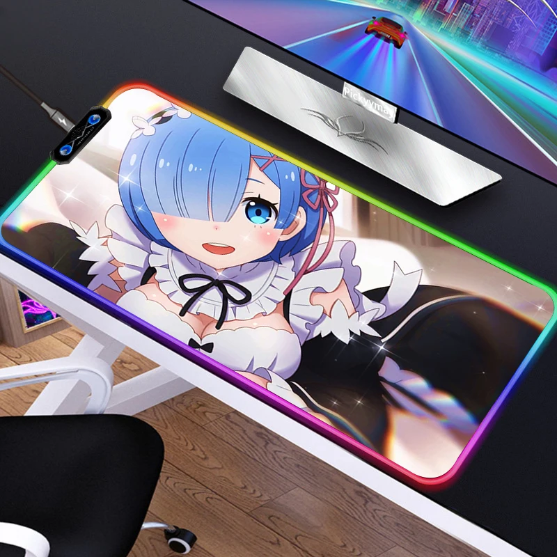 

Игровой коврик для мыши с рисунком аниме Re Zero Rem Emilia RGB