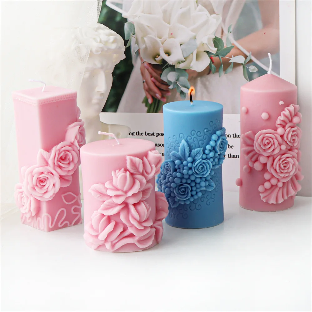 Цветок виноградной лозы цилиндрическая силиконовая форма для свечей роза