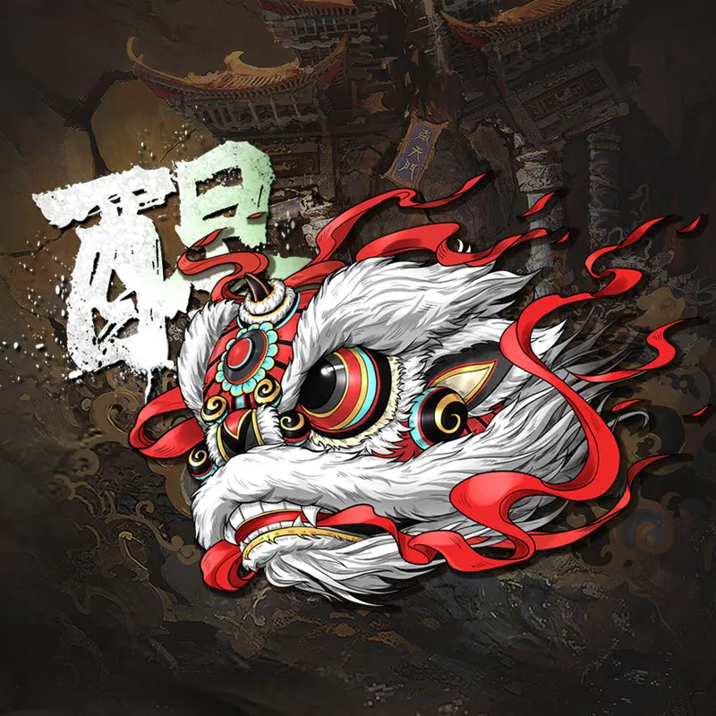 

National tide wake-up lion car stickers Chinese lion body stickers lucky lucky electric motorcycle reflective scratch decorative