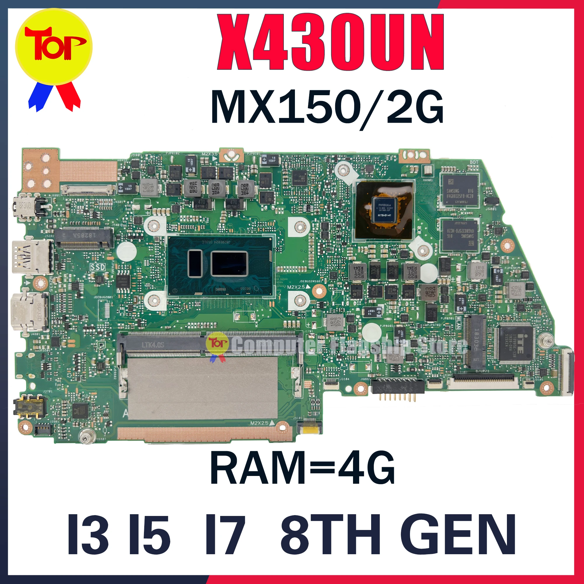 Материнская плата для ноутбука KEFU X430U, для ASUS VivoBook S14 X430UN X430UA MX150, Φ, 4 Гб, материнская плата, 100% рабочий