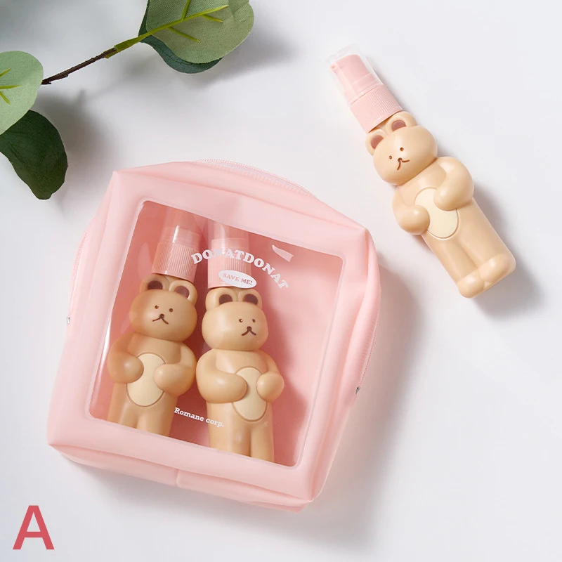 

3Pcs/ Set Portable Lotion Bottle Spray Bottle Cute Bear Empty Pump Clear Bottle Lotion Shampoo Dispenser Refillable Bottles