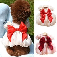 spring summer streamer bow gauze skirt pet clothes cat and dog clothing teddy bear cute bow vest puppy clothes small dog clothes