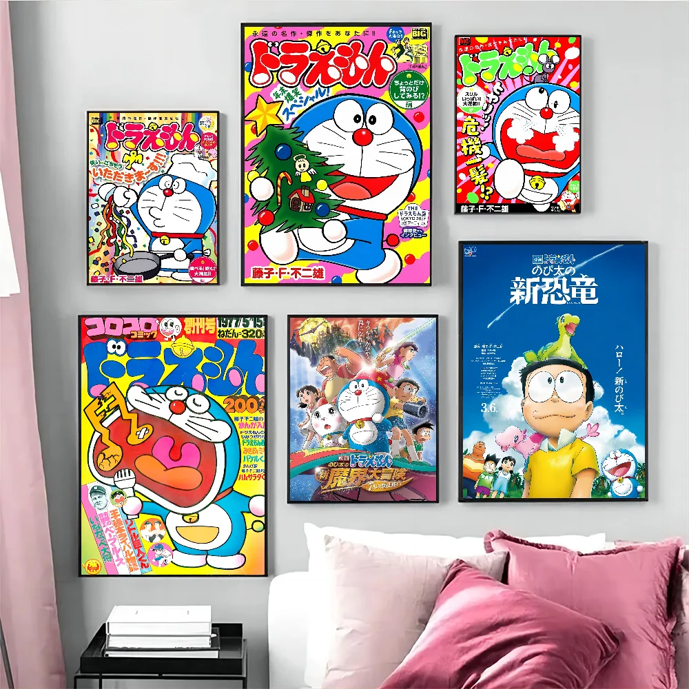 Cartoon D-Doraemon Vintage Posters Sticky Retro Kraft Paper Sticker DIY Room Bar Cafe Kawaii Decor