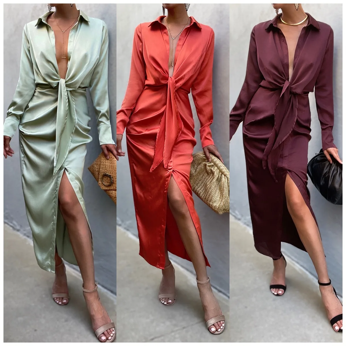 

Осенние женские платья, стильное Кованое платье макси на шнуровке для женщин