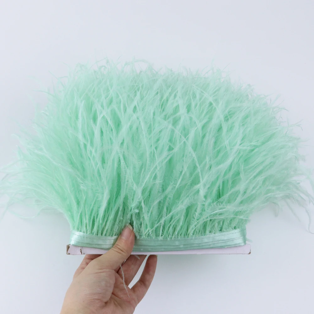 

10-15CM Colorful Ostrich Feather Trim 2m 5m 10m Natural Feather Ribbon Tassel Ribbon Wedding Dress Decoration Plumas Crafts