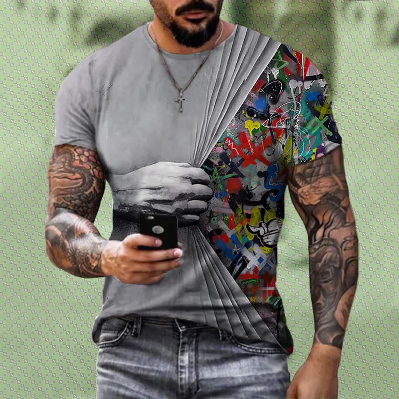 

2022 Men's Fashion T-shirt Flag Print T-shirt Summer Streetwear Cool Clothing Tshirt Men