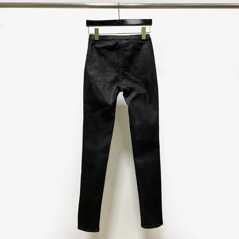 Мужские черные джинсы с разрезом на подоле из джинсовой ткани | Мужская одежда