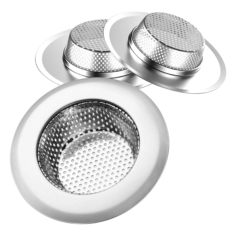 

3-Pack Kitchen Sink Strainer Stainless Steel Drain Filter Strainer with Large Wide Rim 4.5 Inch for Kitchen Sinks