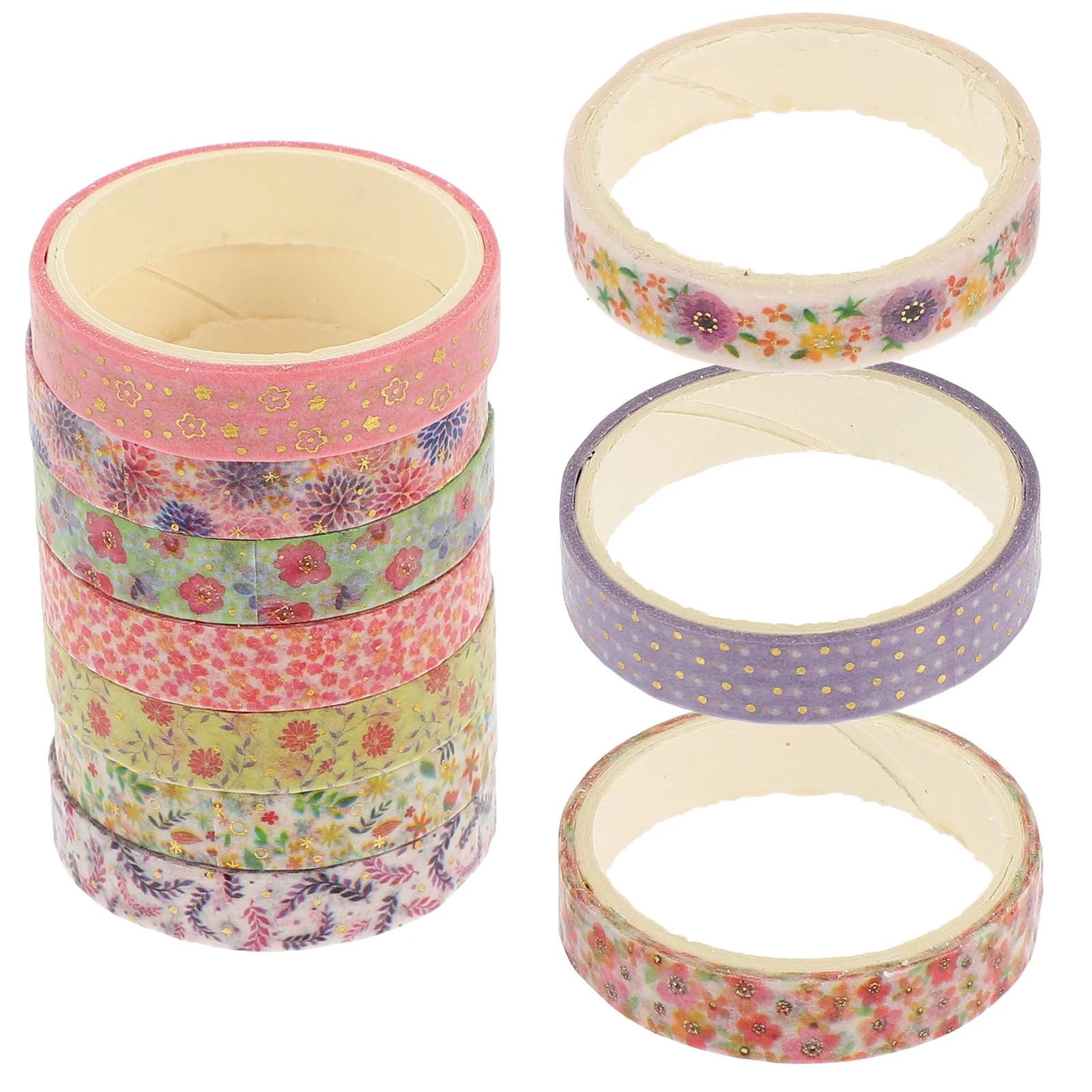 

10 Rolls Floral Tape Hot Stamping Washi Adhesive Tapes Thin Gift 200X0.8cm Paper Japanese Decorative