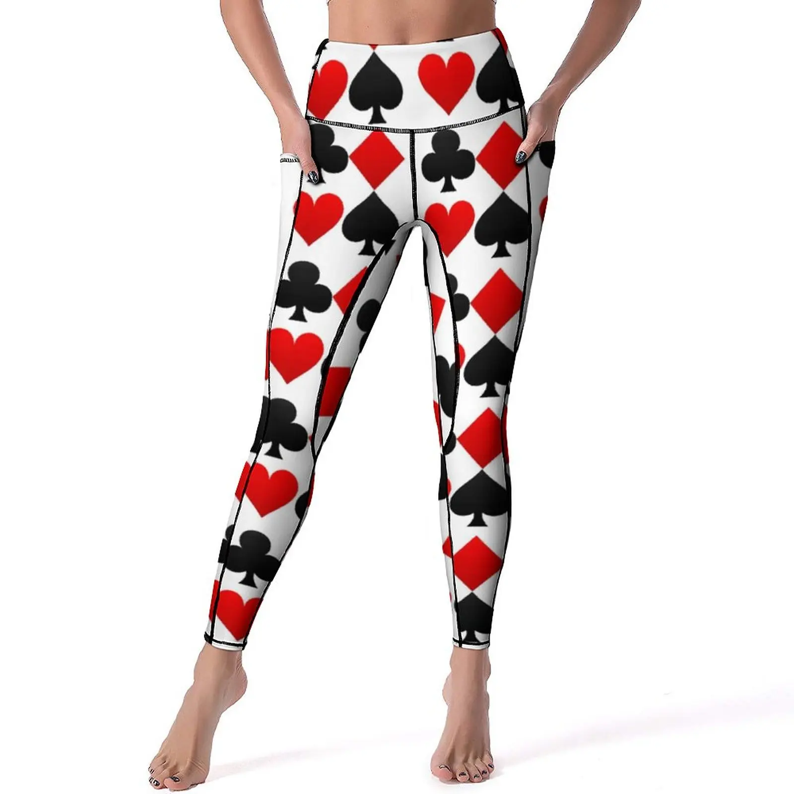 

Playing Poker Card Leggings Sexy Hearts Diamonds Clubs Spades Push Up Yoga Pants Vintage Stretch Fitness Running Sport Legging