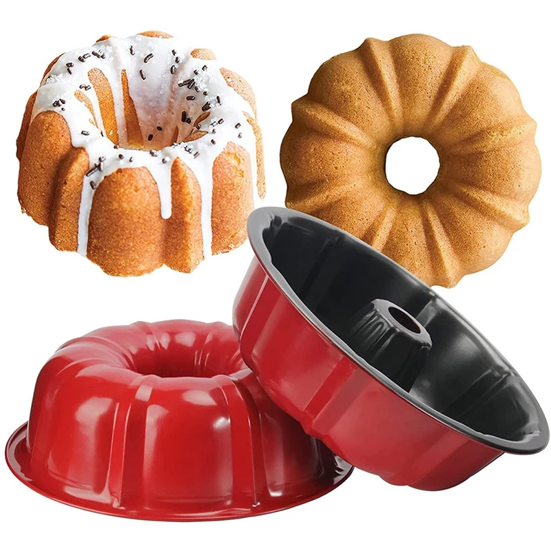 

Антипригарная форма для торта Bundt, формы для выпечки с рифлеными трубками, сверхпрочная форма для выпечки из углеродистой стали для Jello