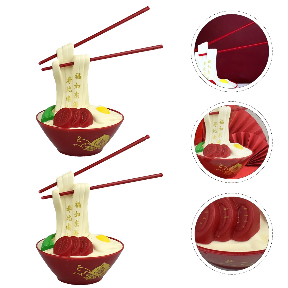 

Cake Birthday Ramen Topper Figurine Miniature Decorations Picks Noodles Chinese Decor Food Mini Model Longevity Playset Kitchen